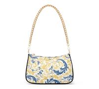 tplaotee Retro foglie modello giallo blu borsa a tracolla catena alla moda borse a mano per le donne per viaggiare