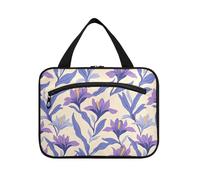 tplaotee Retro Iris Pattern Bianco appeso viaggio trucco borse donna con gancio, necessità di design make up borse per le signore crociere bolso para maquillaje M, Retro, motivo iris, bianco, Large