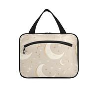 tplaotee Retro Moons Stars appeso trucco borsa per le donne con gancio, borsa di moda di design con scomparti per le donne viaggio crociere kit de para mujer M, retro lune stelle, Medium