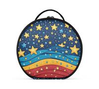 tplaotee ribbon star 4 luglio Independence Day - Trousse per cosmetici con scomparti e manico, con cerniera, con divisori regolabili, 27,9 cm