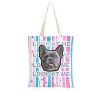 tplaotee Rosa e Azzurro Motivo A Righe Doodle Art Personalizzato Pet Avatars su Tote Bag Immagine Personalizzata Tela Tote Borse Bulk per Amico Plain