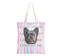 tplaotee Rosa e Azzurro Motivo A Righe Doodle Art Personalizzato Pet Avatars su Tote Borsa di Tela Immagine Personalizzata Tote Bag Per Le Donne Canvas Canvas Tote Bag Bulk Per Le Donne Lavoro Plain