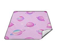 tplaotee Rosa Romantico Carino Pianeta Universo Impermeabile Coperta da Spiaggia Portatile Erba Grande Coperta da Spiaggia per Erba Picnic Articoli tappeto para picnic