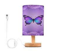 tplaotee Rosa Viola Farfalla Lampada da Camera Luce Notte per Bambini per Casa Lampada Da Tavolo Bambini con Ombra