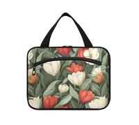 tplaotee Rosso Bianco Tulipa Bellezza Fiori Estivi appeso borsa per gli uomini viaggio con gancio, designer moda pennello borsa per le donne che viaggiano viaggiando estuche de maquillaje para mujer M