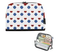 tplaotee Rosso e Blu Love 4 luglio Independence Day Pencil Case Box Grande Capacità Penna Caso Cosmetici Espandibile Organizer Box per Preppy Travel bolsa para maquillaje