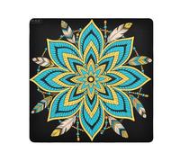tplaotee Sacchetti da viaggio autoadesivi con motivo mandala bohémien, con fiori blu, gialli, per fotocamera, obiettivi, borse da donna, dimensioni 55,1 x 55,1 cm
