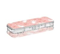 tplaotee Scatola di plastica per matite a forma di cuore rosa chiaro a forma di conigli bianchi per matite, custodia rigida per bambini con coperchio a scatto