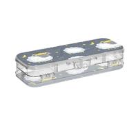 tplaotee Scatola trasparente per matite a due piani, design con pecore bianche, per bambini, con coperchio a scatto