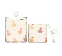 tplaotee Simpatiche anatre in stile cartone animato beige trasparente organizer con coperchio per accessori da bagno DecorDental filo interdentale per cotton fioc, tamponi di cotone, graffette