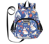 tplaotee Simpatico Orecchie Personalizzare Carino Bambino Zaino Guinzaglio Ragazzo Ragazza Anti-perso Personalizzato Bambino Libro Borsa Con Striscia Riflettente Coniglietti Fiori Blu, Coniglietti