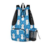 tplaotee Spiaggia Coulisse Borse Borsa Sportiva Con Tasche Stringa Indietro Bag Dry Wet Separazione Cartoon Carino Bianco Buon Natale Pupazzo