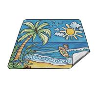 tplaotee Surf Carino Blu Mare Impermeabile Campeggio Picnic Tappeto XXL Picnic Grande Coperta da Spiaggia per Erba Picnic Articoli manta para parque