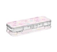 tplaotee Sweet Blush Color Star Progettato Clear Pencil Box Doppio Strato Trasparente Penne Caso Per Arte Forniture Con Snap E Coperchio