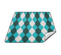 tplaotee Teal Checkered Plaid Impermeabile Spiaggia Necessities Grande Prato Resistente alla Sabbia Coperta da Spiaggia per Outdoorsy Persone Regali di Primavera tapete para picnic parque