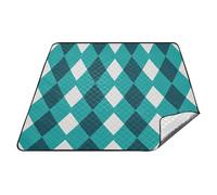 tplaotee Teal Scacchi Plaid Impermeabile Stuoia di picnic all'aperto XXL Escursionismo Prato Coperta per Adulti Concerto Coperta manta para dia de campo