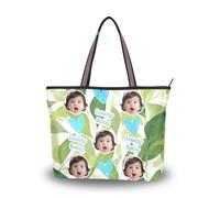 tplaotee tessuto di seta con cerniera borse a tracolla elegante Immagine personalizzata su borse e borse a tracolla (senario) Size15.7 x 11.4 Fresh Summer Green Leaves