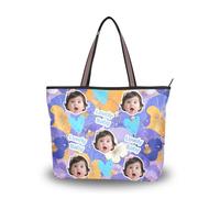tplaotee tessuto di seta con cerniera lavoro tote borse convenienti Immagine personalizzata sulle borse casual lavoro a spalla (senario) Size15.7 x 11.4 Abstract Flowers Orange Purple Pansies