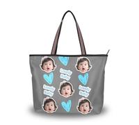 tplaotee Tessuto di seta con cerniera piccole borse riutilizzabili Immagine personalizzata su borse tote per le donne (senario) Size15.7 x 11.4 Dim Gray Dim Grey Solid Color Pure Plain