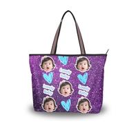 tplaotee Tessuto di seta con cerniera tote per le donne alla moda Immagine personalizzata su borse e borse a tracolla (senario) Size15.7 x 11.4 Purple Starry Bright Shining