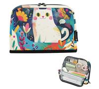 tplaotee The Cat in The Garden Matita Holder Grande Capacità Cosmetici Bag Espandibile Organizer Box per Teen Girls High School bolsas para maquillaje de mujer