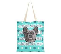 tplaotee Trendy Polka Dot Turchese Bianco Personalizzato Pet Avatar su Tela Tote Immagine Personalizzata Tote Bag Con Tasche Tote Bag Bulk Per Le Donne Lavoro spazi vuoti