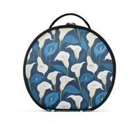 tplaotee Trousse per cosmetici con calle bianche e blu con scomparti e maniglia, borsa da toilette leggera da donna con divisori regolabili 27,9 cm