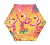 tplaotee UV50+ Dancing Flamingos Orange Summer ombrello aperto in spiaggia antivento resistente al sole impermeabile Premium Grip, Adatto auto e zaino auto aperto sombrillas de lluvia