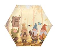 tplaotee UV50+ Hello Fall Autumn Dwalf Maple Leaf ombrello con custodia Ottimo per auto, golf e On-the-Go portatili e leggeri grandi ombrelli per pioggia auto aperto