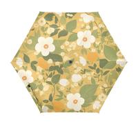 tplaotee UV50+ Pastorale Illustrazione Floreale Giallo Ombrello compatto Perfetto per auto, golf e On-the-Go con custodia fantasia Premium Grip, Adatto Auto & Zaino auto aperto sombrillas de lluvia