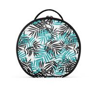 tplaotee verde acqua e foglie di palma nere Borse per il trucco Accessori da viaggio Borsa cosmetica portatile per le donne con divisori regolabili 11 IN