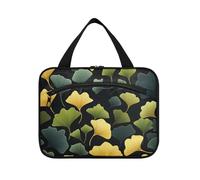tplaotee Verde Ginkgo Leaf appeso borse trucco per le donne con gancio, designer kit espandibile borsa per crociera viaggio palestra kit de para mujer M, Foglia di ginkgo verde, Medium