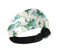 tplaotee Vintage Calla Lily Fiori Bianco Blu Verde antiscivolo ampie fasce per capelli per le donne Capelli elastici per atletica Sport Yoga trucco lavaggio viso