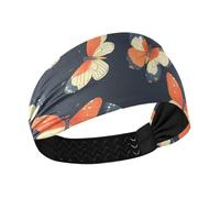 tplaotee Vintage Farfalle Colorate Sfondo Blu Scuro Traspirante Ampie Fasce Elastiche Testa per le Donne per Palestra Palestra Pallavolo lavaggio viso
