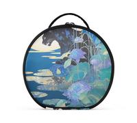tplaotee Vintage leopardo blu ortensia fiori borse per il trucco verticale autoportante portatile grande borsa per il trucco con divisori regolabili 11 IN