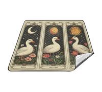 tplaotee Vintage Pasqua anatra tarocchi carte impermeabile Lake Day Essentials Parco resistente all'acqua Coperta da picnic portatile per le donne 30s Coppie regalo manta de picnic