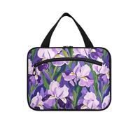 tplaotee Viola e Bianco Iris Fiori appeso borsa trucco per viaggio con gancio, designer carino trucco borsa organizzatore per accessori da viaggio per le donne vacanza estuche para brochas maquillaje