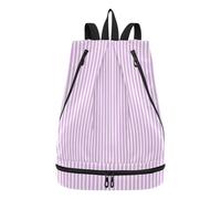 tplaotee Viola e Bianco Stripes Coulisse borsa da spiaggia alla moda Nuoto borse da spiaggia con Wet Dry Scomparti mochila para viajar
