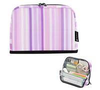 tplaotee Viola e rosa Stripe Pattern matita poueses Grande Capacità Penna Borse Zip Storage Organizer per Ragazze Teen Materiali elementari escolares para nina