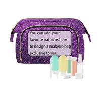 tplaotee Viola Starry Bright Shining Makeup Case Storage Bag personalizza gioielli leggeri per trucco, viola stellato brillante brillante, 1 size
