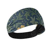tplaotee William Morris, fascia elastica per capelli da donna, con motivo giallo, antiscivolo, per capelli da donna, per allenamenti sportivi atletici, make up make up