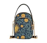 tplaotee William Morris Sun Flower Dark Blue Yellow trendy trendy borse a tracolla da donna con tasche multiple borse da donna per adulti