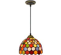 TPMAFF Classici Lampada a Sospensione in StileTiffany Lampadari in Vetro Colorato Paralume in Mosaico, Ø 20 cm Lampadario a Sospensione per Cucina Camera da Letto Portico Illuminazione a Soffitto