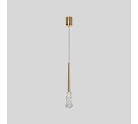 TPMAFF Lampada a sospensione a LED in ottone, luci a lampadario da banco per camera da letto della sala da pranzo, lampada a sospensione con ornamento in cristallo, linea di lampadari regolabili (3000