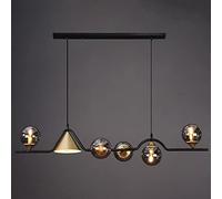 TPMAFF Lampadario lineare a 6 luci, lampade a sospensione con paralume in vetro, apparecchi di illuminazione a soffitto in stile metà secolo Lampada a sospensione per sala da pranzo Isola della cucina