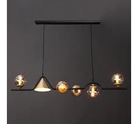 TPMAFF Lampadario lineare a 6 luci, lampade a sospensione con paralume in vetro, apparecchi di illuminazione a soffitto in stile metà secolo Lampada a sospensione per sala da pranzo Isola della cucina