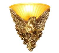 TPMAFF Mezza Applique da Parete di Lusso Leggero, Lampada da Parete con Corpo in Resina di Cavallo Volante Dorato E Paralume in Vetro,lluminazione A Parete per Camera da Letto Corridoio Scala Interna