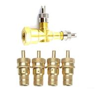 TPMS Adattatore per valvola, in rame, a 3 vie, con 4 valvole di rilascio dell'aria, per moto, auto, kit di strumenti per tester della pressione dei pneumatici, adattatore a T (B)