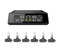TPMS wireless per 4-6 pneumatici con ricarica solare e USB, monitoraggio della pressione dei pneumatici dell'auto con schermo LCD e riconoscimento automatico della posizione del sensore (integrato)