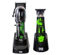 TPOB Black Slime 2 Splatt Clipper Trimmer Set Barber Hair Clippers for Men 6800 RPM con custodia in gomma